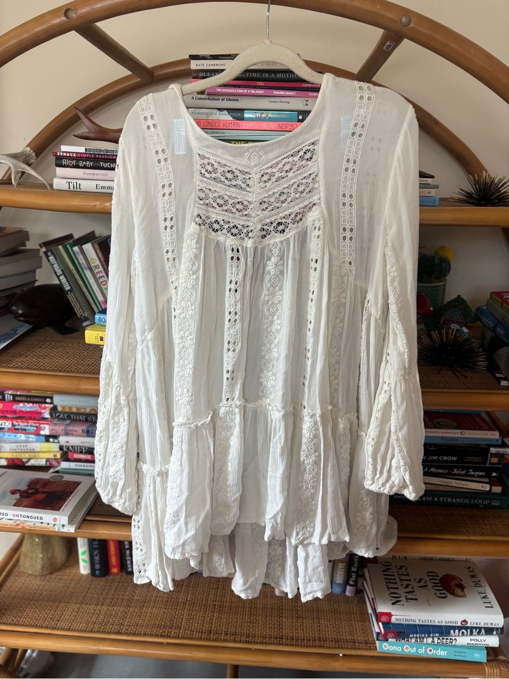 Free People White Boho Lace Tunic Dress